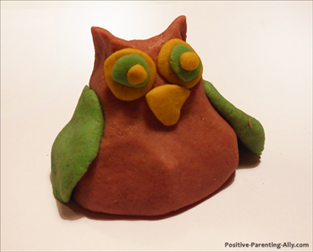 Cute little owl made from homemade play doh.
