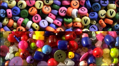 Use a variety of beads, letters, animals etc. in your arts and crafts projects.