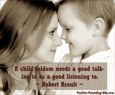 Robert Brault quotation picture on kids needing to be listened to.