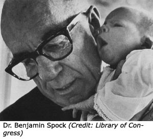 Photo of Benjamin Spock with little baby.